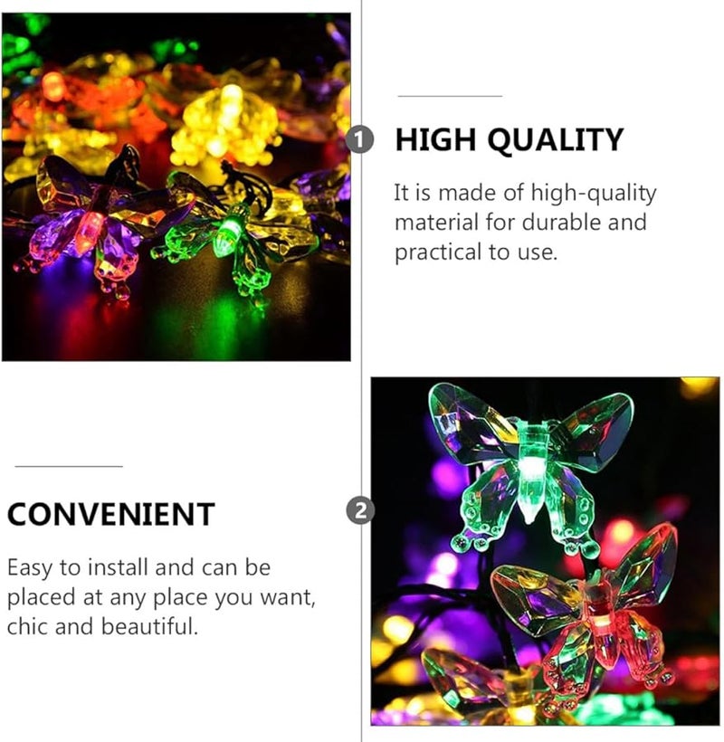 Solar Butterfly LED String Lights 7M 50 Bulbs 8 Modes Outdoor Garden Patio Yard Decoration - Image 4